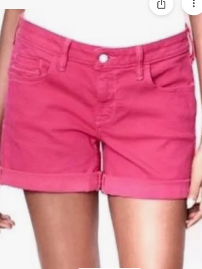 Nwot Pilcro/Anthropologie Bright Pink Rolled Cuff Denim Shorts Size 30
